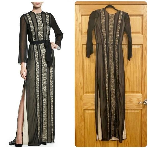 Alice+Olivia Kye Chiffon Lace-Trim Maxi Dress - Picture 3 of 16